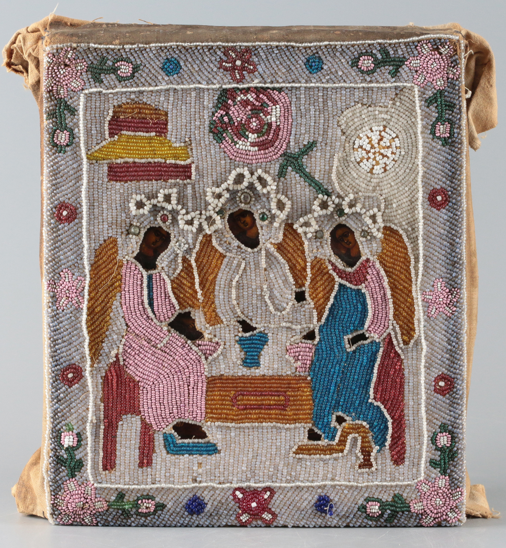 Икона Богородица Троица Ветхозаветная в шитом окладе 0077-24